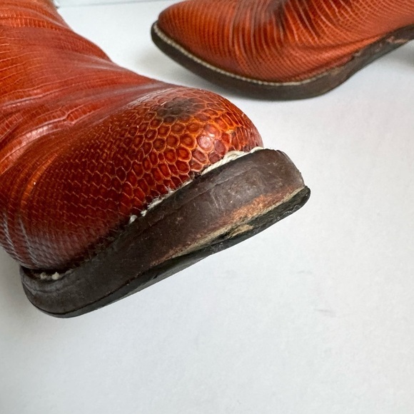 Justin Cowboy Boots Exotic Leather Lizard Iguana Skin Brown Style 4786 Mens 9.5 - Picture 6 of 15